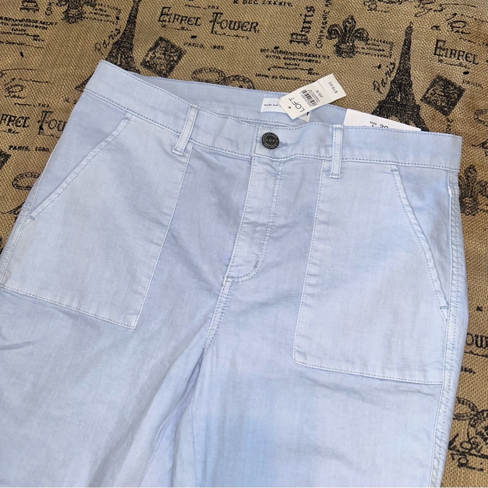 Loft NWT! Light Blue Pockets Skinny Crop Pants  Size 29 - Picture 8 of 16